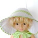 White baby bonnet--Dotted swiss with pink tulip appliques