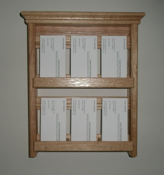 Items similar to Wall mount six slot Business card holder oak wood