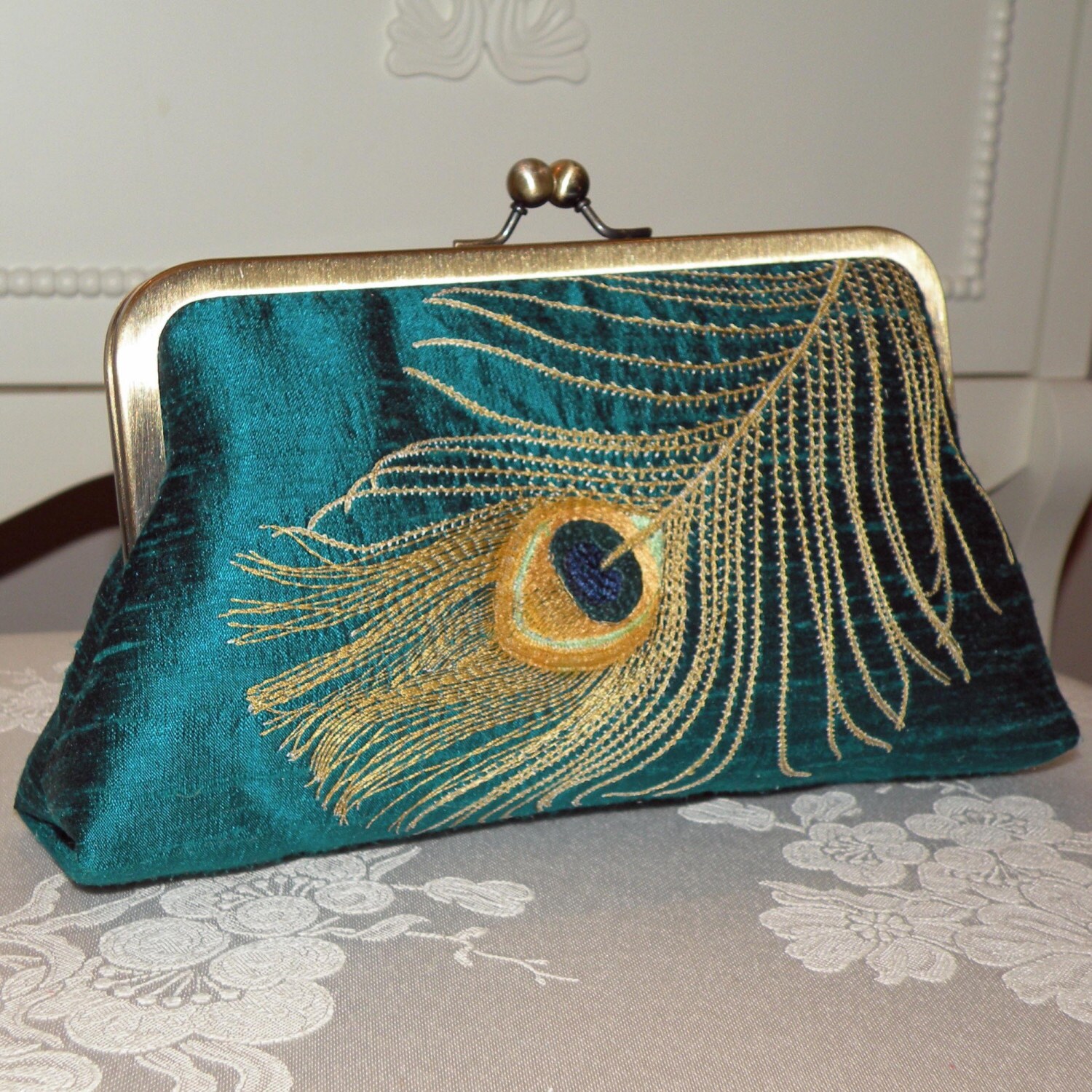 feather clutch purse