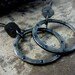 blue sapphire and darkened sterling silver hoop dangle earrings Reserved for Elizabeth