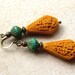 Asian Inspired Earrings - Mustard and Turquoise
