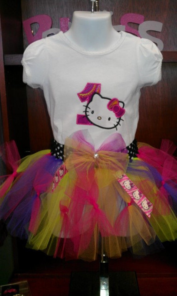 Applique Hello Kitty 1st Birthday Tutu outfit by Poshprincesskids