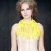 Ecofriendly bright yellow hand crocheted fringe choker