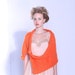 SALE - LAST PIECE - Bright orange huge mohair scarf / cowl / shrug with shell buttons