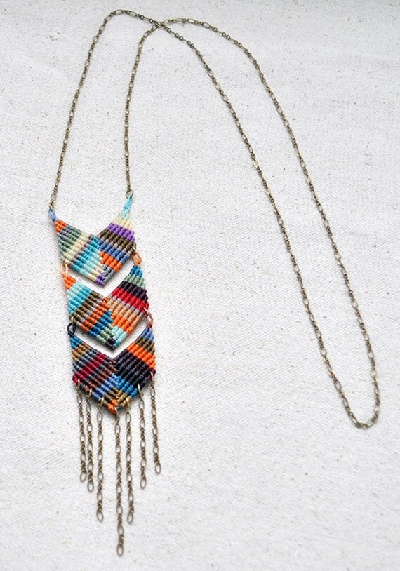 Triple Chevron Necklace Multi