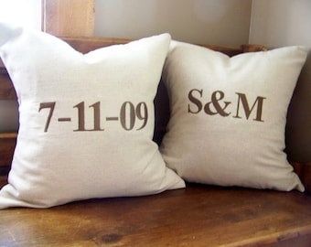 free shipping -wedding pillow set - embroidered - personalized wedding gift-custom- engagement - anniversary gift -personalized wedding