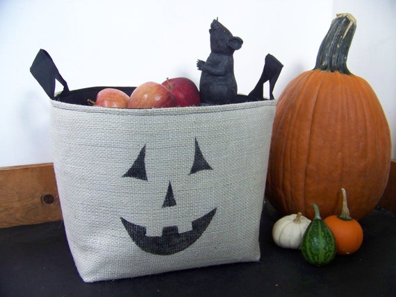 free shipping jack-o-lantern burlap basket pumpkin
