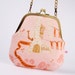 CIJ sale -Clutch bag - Seven dwarves in pink - metal frame purse with shoulder strap