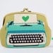 Maxi siamese - Typewriters in blue - double metal frame purse