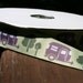 Purple Retro Travel Trailer CAMPERS on Green Woven Jacquard 7/8 inch Ribbon Trim - 1 yard