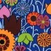 Retro Large BLUE FLORAL Timeless Treasures Owl and Apple Collection by Alice Kennedy - 1 yard