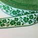 Vintage Kelly Green and Natural Floral Jacquard Fabric Trim 7/8 inch (22 mm) width - 3 yards