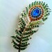 Multi Colored Crystal Feather Clip in Peacock Tones (READY TO SHIP)
