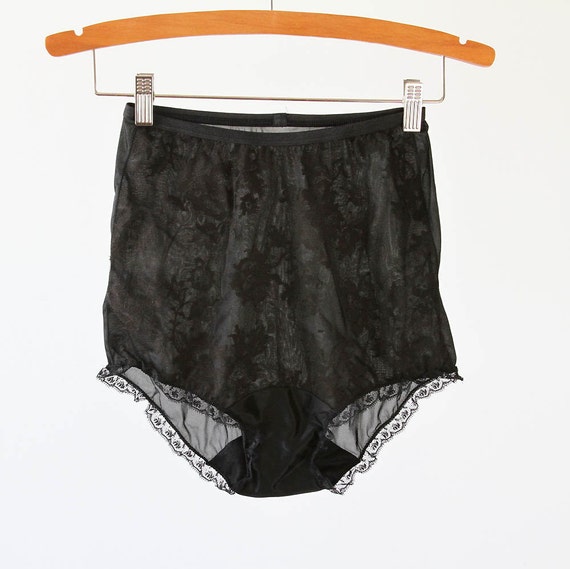 High Waisted 50s Panties Pinup Burlesque Black Lace Panties