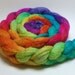 Prisms - 4 oz Handpainted Green Pink Purple Mixed BFL Tussah Silk Wool Roving