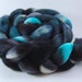 Frozen Lake - 4 oz Black Blue Grey Handpainted Merino Wool Roving Top