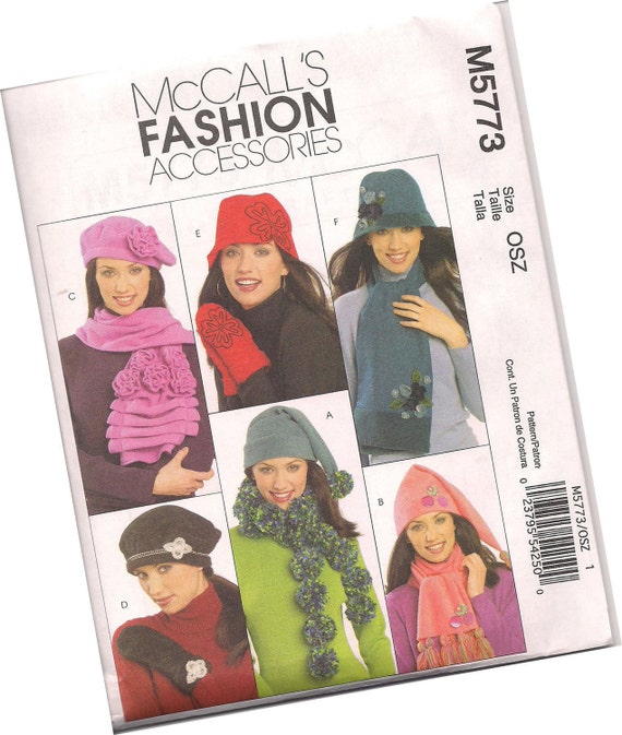 MCCALLS PATTERN M5773 ladies fleece hats and scarves and