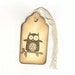 1 ONE DOLLAR SALE - Owl Hand Stamped Large Scallop Die Cut Hang Tags (Set of 6)