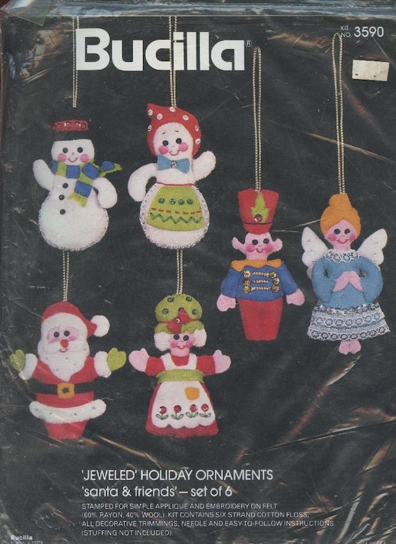 Vintage Bucilla Ornament Kit Santa and Friends