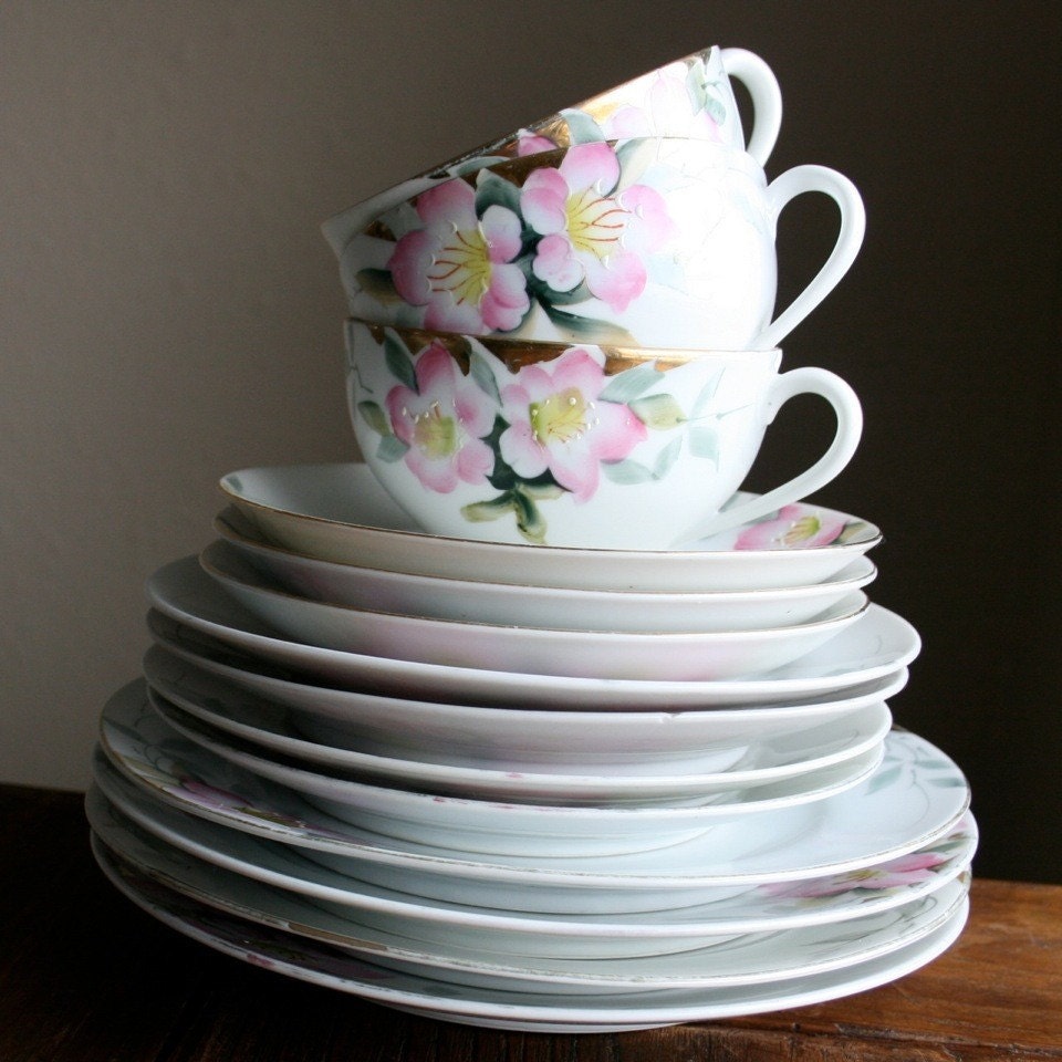 Vintage 1920s Noritake Hand Painted Japanese China Azalea