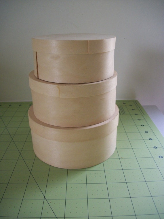 Unfinished Wooden Stacking Nesting Round Boxes Gift Boxes