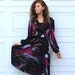 Vintage 70s BRUSHSTROKE Draped Dress M/L