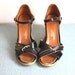 Vintage 70s Black STRAPPY WEDGES 7