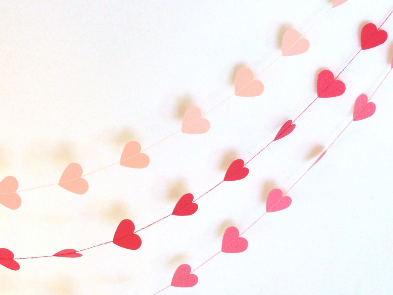 Dark Pink Paper Heart Garland Party Banner 7 feet