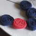 SALE--Navy and Coral Rosette Bib Necklace