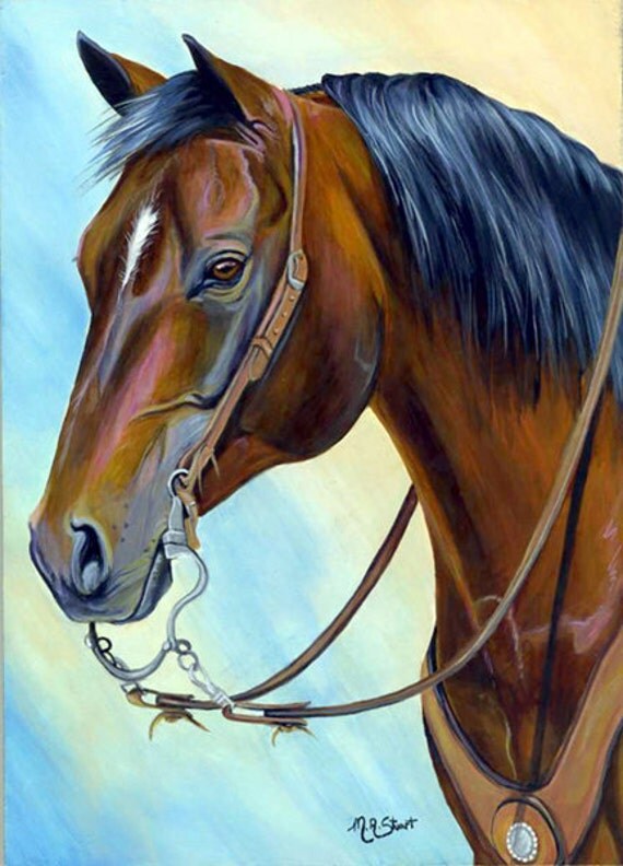 Items similar to Original Western Quarter Horse Painting Art Handsome