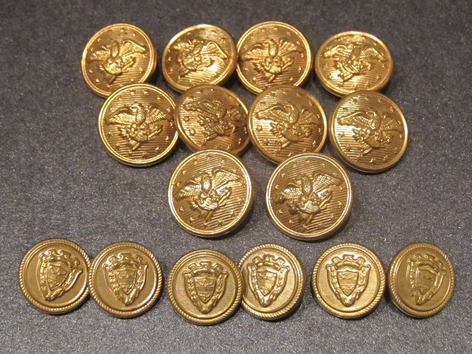 Antique Brass American Eagle Buttons Antique Brass Shield