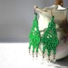 EARRINGS - Chandelier Long - Green - Free Standing Lace Embroidery