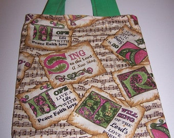 Themed Bible Bag Hope Rejoice Pink Small Tote Bag Sunday School Bag ...