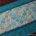 Turquoise Floral Quilted Table Runner Patchwork