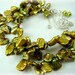 Green pearl bracelet, double strand bracelet, green keshi pearls
