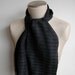 Handwoven Scarf in Black and Charcoal Silk, Wool and Cotton