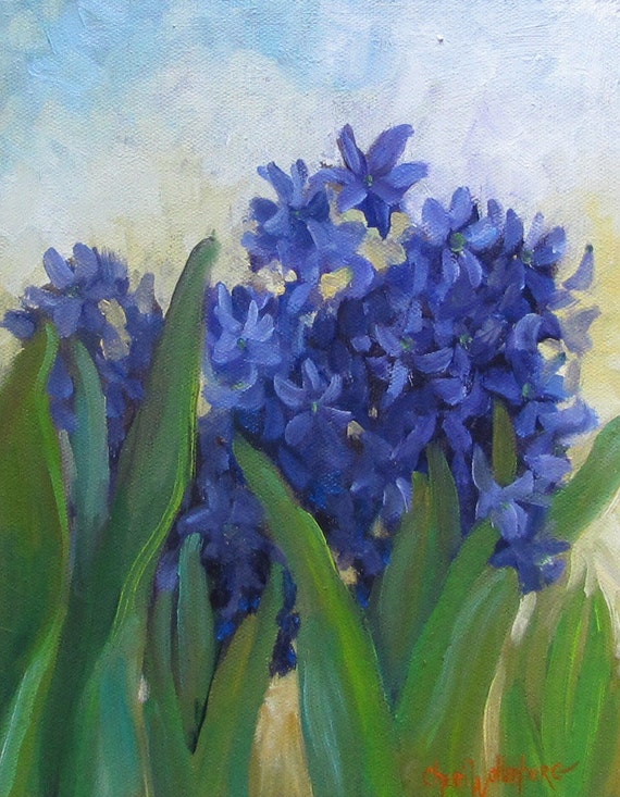 Hyacinth Still Life PaintingSmall Original Oil Painting On