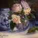 White Roses with Blue Accents