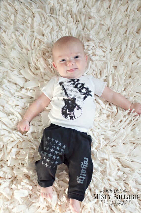 Items similar to Baby Boy 2 piece Set Guitar Rocker royalty Infant
