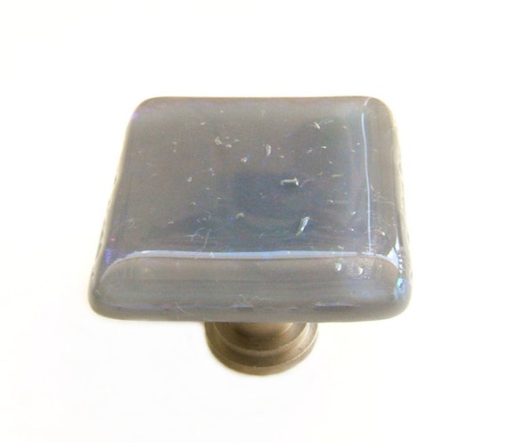 Gray Iridescent Glass Cabinet Knobs Hardware by UneekGlassFusions