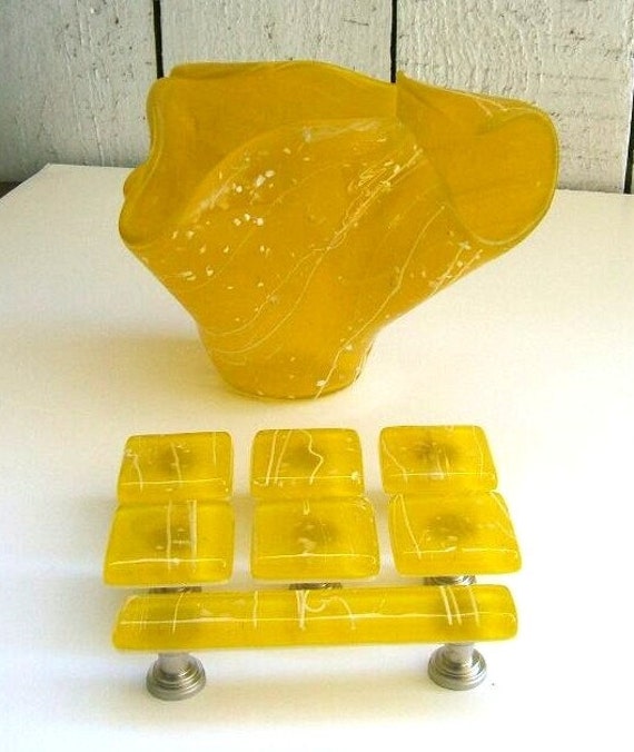 Yellow Glass Knobs Custom Hardware Kitchen Knobs