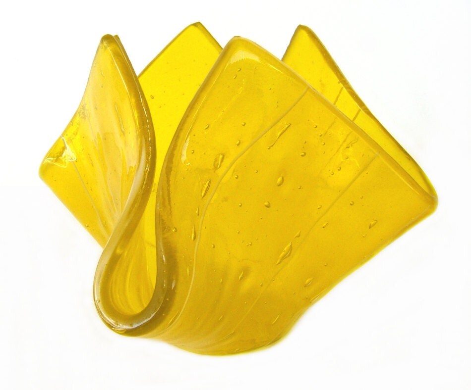 Yellow Art Glass Vase l Candle Holder l Candy by UneekGlassFusions