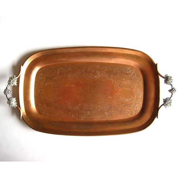 Vintage copper tray copper serving tray kitchen