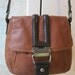 British tan and dark brown leather shoulder crossbody multi pocket bag Tignanello