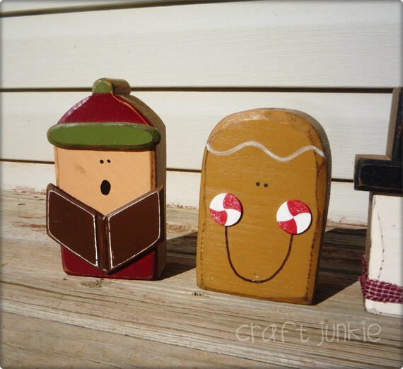 Christmas Character Blockhead set caroler gingerbread man