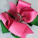 Big Boutique Doubled Layered Hair Bow Clip------Hot Pink and Green--------WATERMELON PASSION