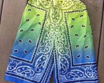 green bandana pants