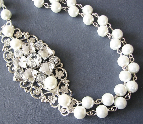 Items similar to Wedding Jewelry Bridal Necklace Bridal Jewelry Pearl ...