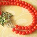 Statement Necklace Orange Jewelry Flower Necklace Green Jewelry Double Strand Wedding Gift Beadwork