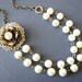 Reserved for Julia - Flower Necklace, Bridal Jewelry, Pearl Necklace, Wedding Jewelry